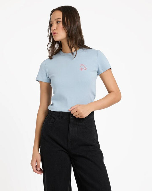 Image of T-Shirts. Product name - Volcom Womens As If Baby T-Shirt Cali Blue in Cali Blue colour by brand - Volcom