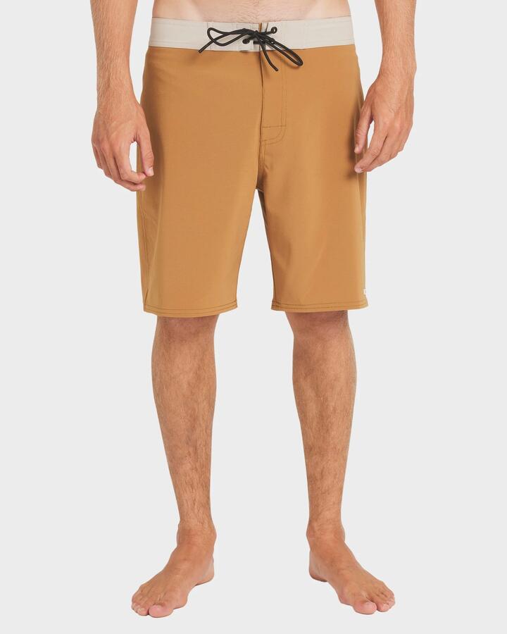 Image of Swimwear. Product name - RVCA Mens Va Trunk Solid 19" Boardshorts Camel in Camel colour by brand - RVCA