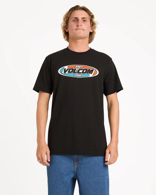 Image of T-Shirts. Product name - Volcom Mens Volcom East Coast T-Shirt Black in Black colour by brand - Volcom