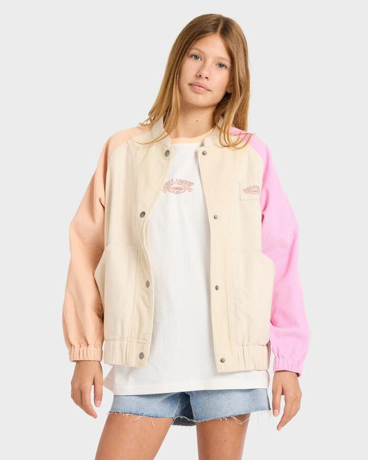 Image of Coats & Jackets. Product name - Billabong Girls 6-16 Old Dayz Corduroy Jacket Whitecap in Whitecap colour by brand - Billabong