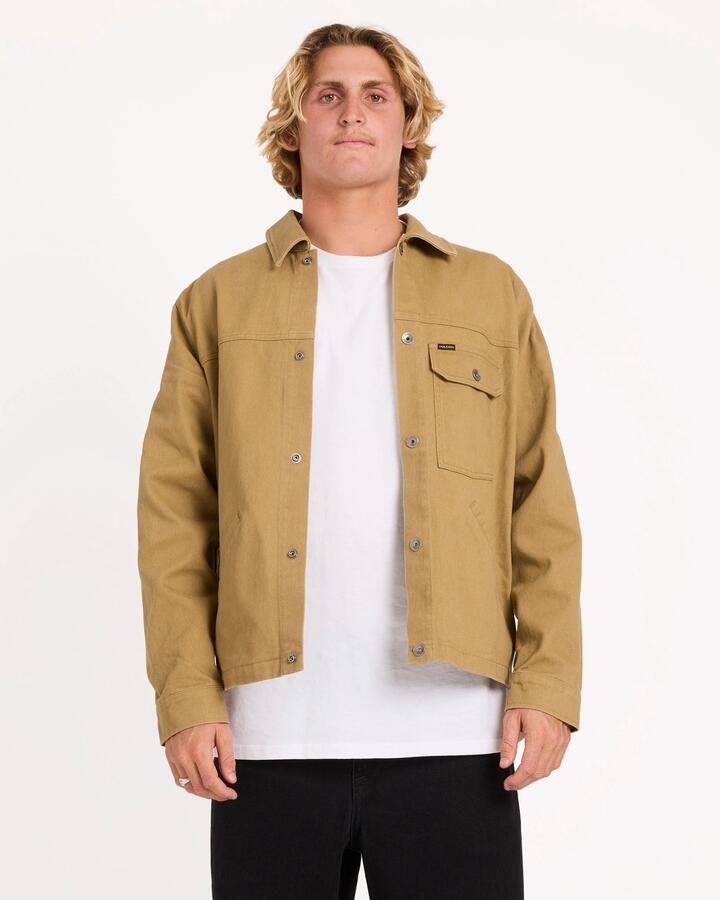 Image of Coats & Jackets. Product name - Volcom Mens Lost Control Coach Jacket Dark Khaki in Dark Khaki colour by brand - Volcom