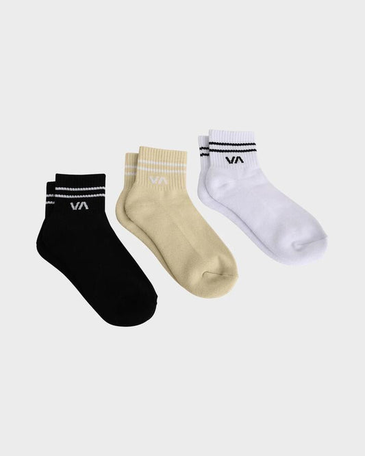 Image of Socks. Productname: rvca - Womens Va Mini 3 Pack Crew Socks - Sand - in Sand colour by brand - rvca