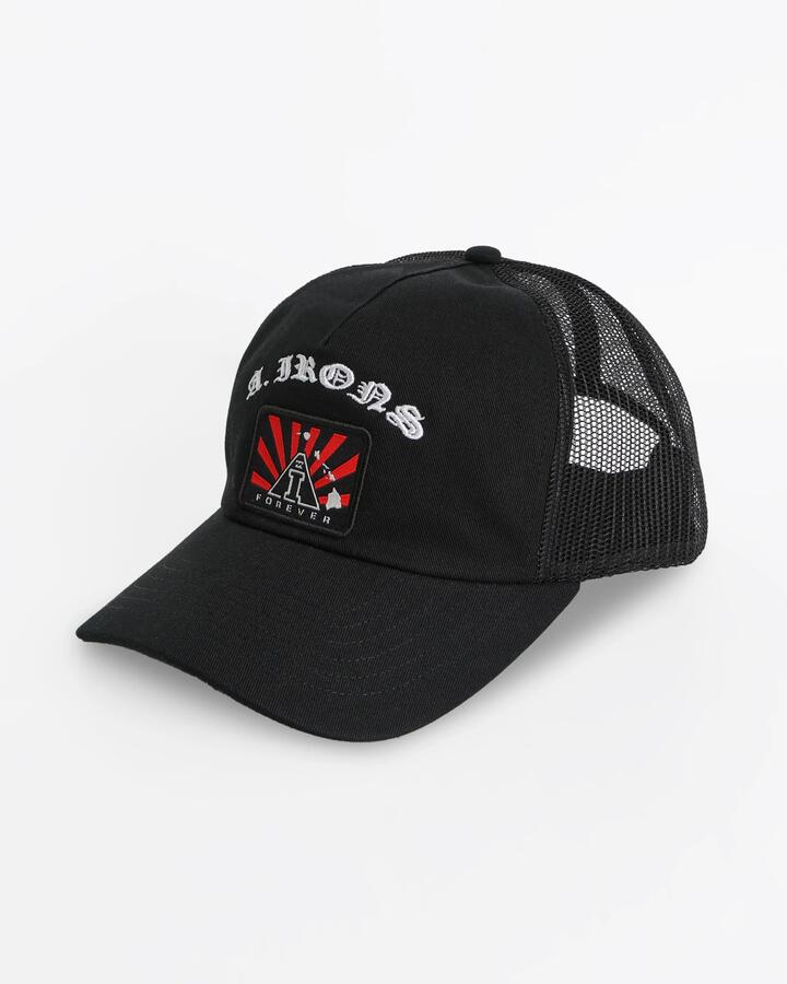Image of Hats. Product name - Billabong Mens A.I. Rising Sun 5 Panel Cap Black in Black colour by brand - Billabong