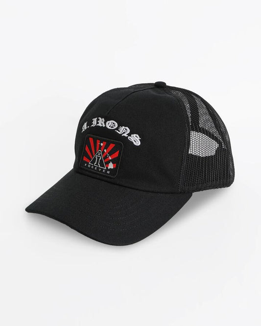 Image of Hats. Product name - Billabong Mens A.I. Rising Sun 5 Panel Cap Black in Black colour by brand - Billabong