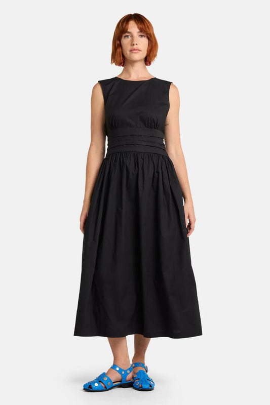 Image of Dresses. Product name - Felicia Organic Cotton Midi Dress in Black colour by brand - Gorman