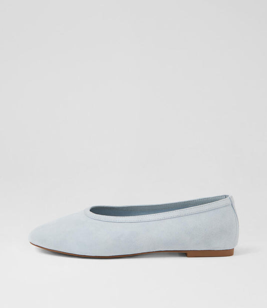 Image of Shoes. Productname: Lenita Pale Blue Suede Flat Shoes in Pale Blue colour by brand - MOLLINI