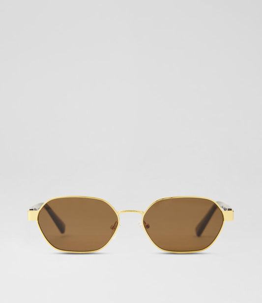 Image of Sunglasses. Productname: Ali Gold Metal Sunglasses in Gold colour by brand - MOLLINI