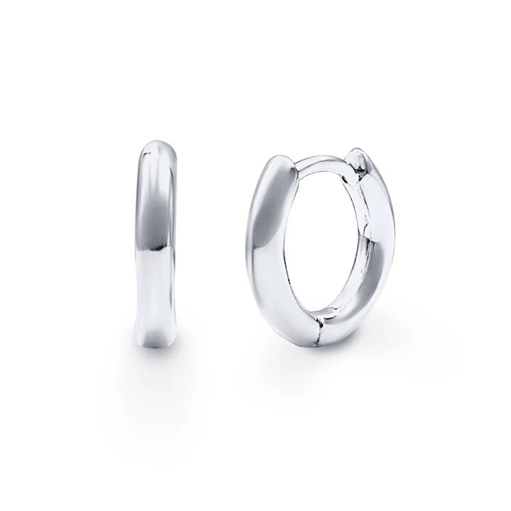 Image of Earrings. Product name - 13mm Round Huggie Earrings in Sterling Silver in colour by brand - Bevilles