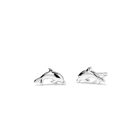 Image of Earrings. Productname: Dolphin Stud Earrings in Sterling Silver in colour by brand - Bevilles