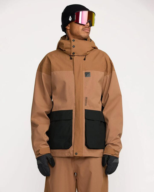 Image of a model wearing Outerwear. Productname: Volcom - Mens Kleveland Snow Jacket - Terra Brown - in Terra Brown colour by brand - Volcom