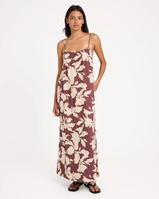 Image of Dresses. Productname: rvca - Womens Rhi Maxi Dress - Terra Brown - in Terra Brown colour by brand - rvca