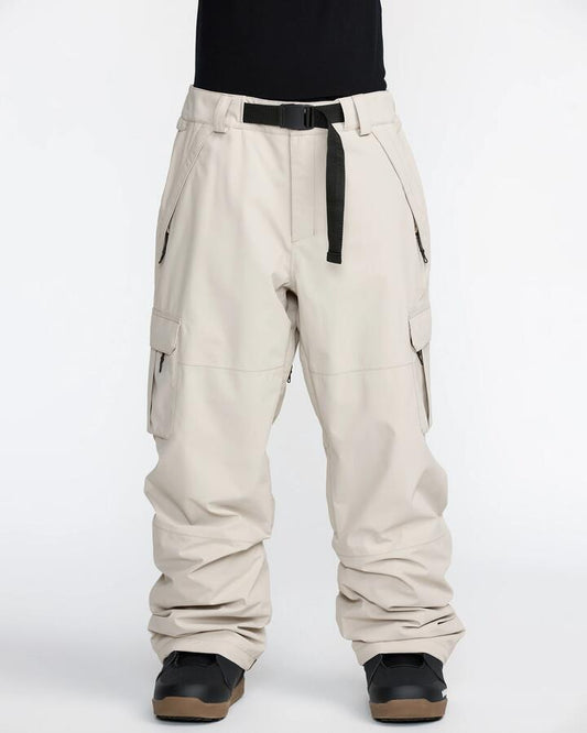 Image of a model wearing Pants. Productname: Volcom Womens Dlm Pant Stone - in Stone colour by brand - Volcom