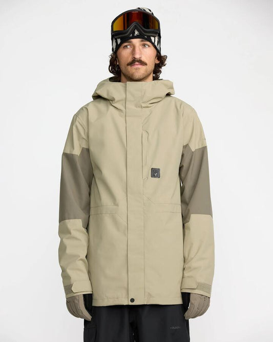 Image of a model wearing Outerwear. Productname: Volcom - Mens Primry Snow Jacket - Moss Green - in Moss Green colour by brand - Volcom