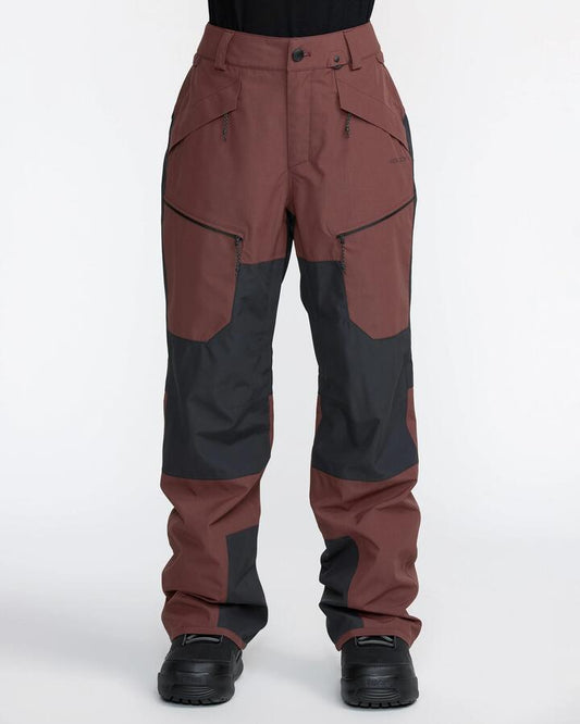 Image of a model wearing Pants. Productname: Volcom - Womens Stone Mica 20K Snow Pants - Oxblood - in Oxblood colour by brand - Volcom