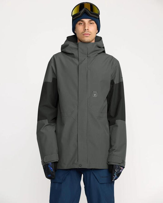 Image of a model wearing Outerwear. Productname: Volcom - Mens Primry Snow Jacket - Dark Grey - in Dark Grey colour by brand - Volcom