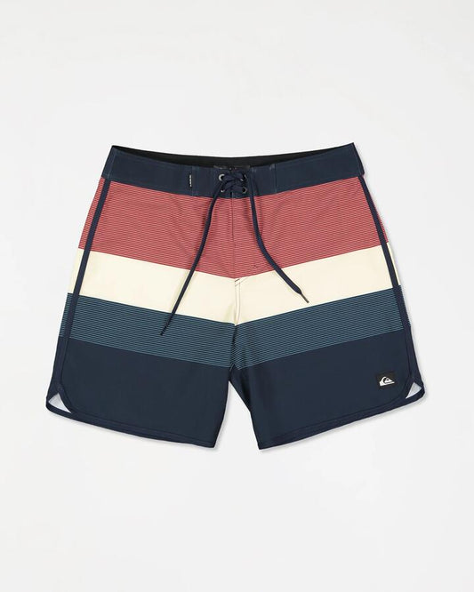 Image of Swimwear. Productname: quiksilver - Mens Surfsilk Scallop 18" Boardshorts - Dark Navy Tijuana - in Dark Navy Tijuana colour by brand - quiksilver