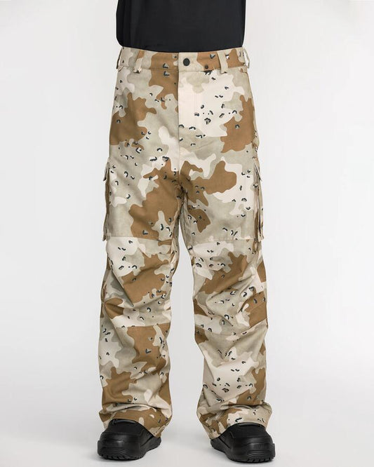 Image of a model wearing Pants. Productname: Volcom - Mens Nwrk Baggy Snow Pants - Camouflage - in Camouflage colour by brand - Volcom