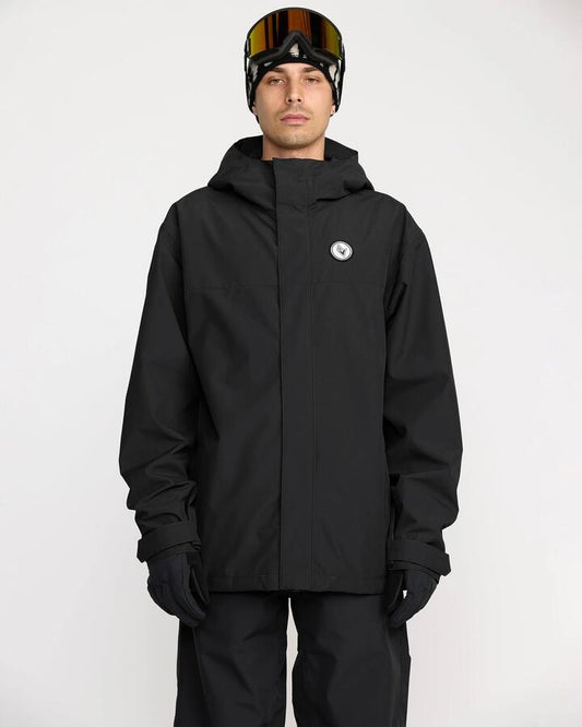 Image of a model wearing Outerwear. Productname: Volcom - Mens Buckthreeeighty Snow Jacket - Black - in Black colour by brand - Volcom