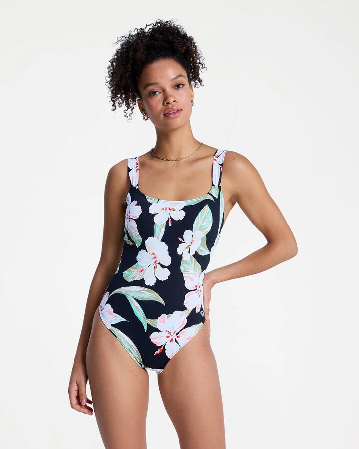 Image of Swimwear. Productname: roxy - Womens Printed Essentials One Piece Swimsuit - Anthracite Spring Charming - in Anthracite Spring Charming colour by brand - roxy