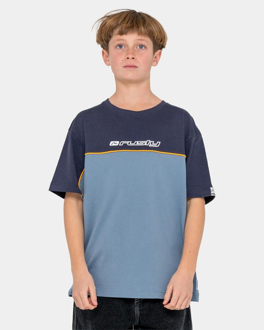 Image of T-Shirts. Product name - Rusty Boys 8-16 Infinity T-Shirt Deep Smoke Blue in Deep Smoke Blue colour by brand - Rusty