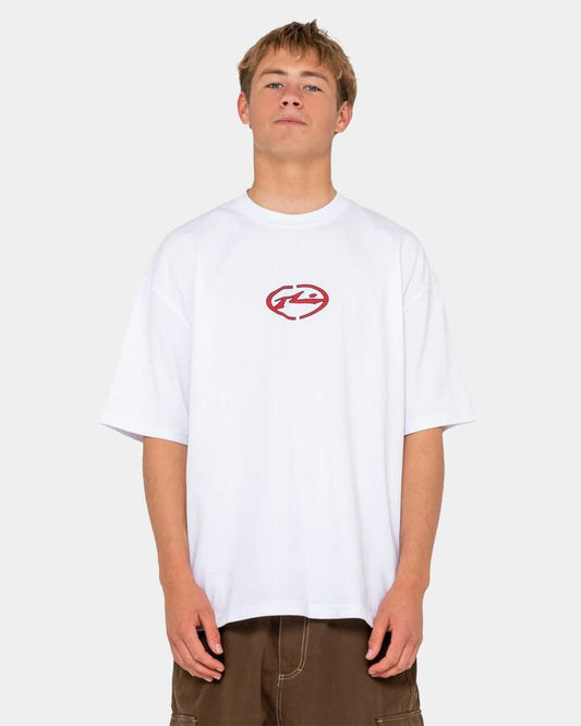 Image of T-Shirts. Product name - Rusty Mens Turbo T-Shirt White in White colour by brand - Rusty