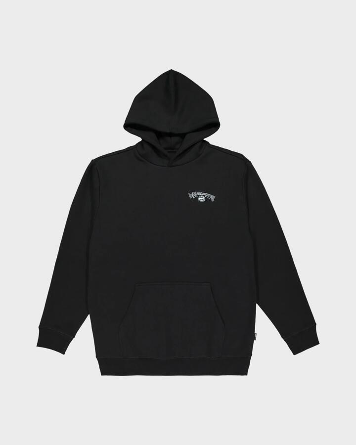 Image of a model wearing Outerwear. Productname: billabong - Mens Spec Big Bio Pullover Hoodie - Black - in Black colour by brand - billabong