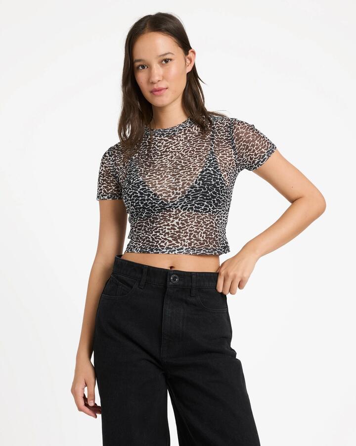 Image of T-Shirts. Product name - Volcom Womens Rawly Knit T-Shirt Black White in Black White colour by brand - Volcom