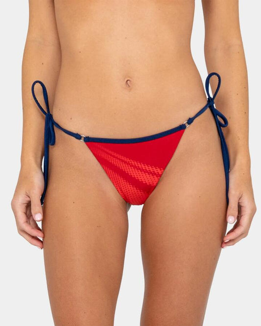 Image of Swimwear. Productname: rusty - Womens Eighty Five Cheeky Side Tie Bikini Bottom - Red - in Red colour by brand - rusty