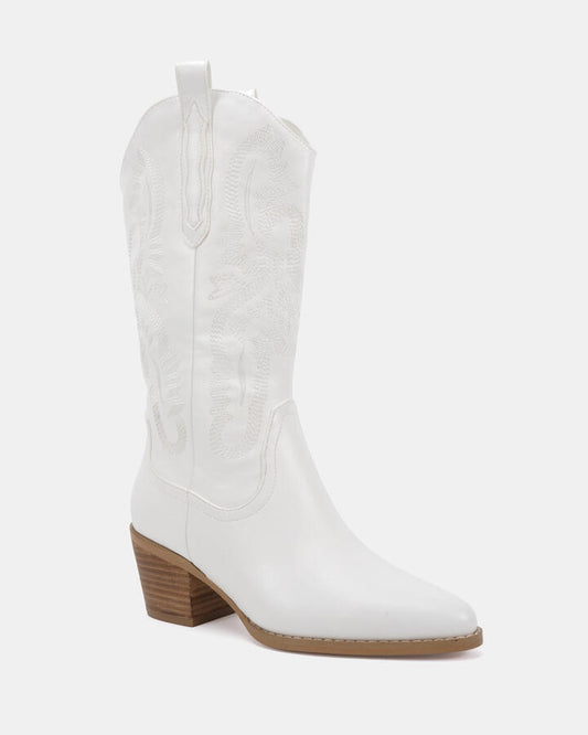 Image of Boots. Productname: Hallow: White - Women's Boot Low-mid Heel in Multi colour by brand - Novo