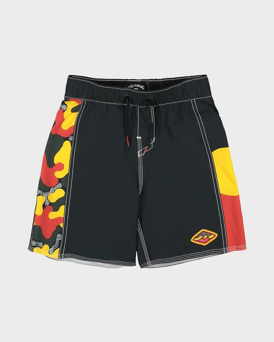 Image of Swimwear. Product name - Billabong Boys 0-7 Otis Dba Layback 16" Boardshorts Black in Black colour by brand - Billabong