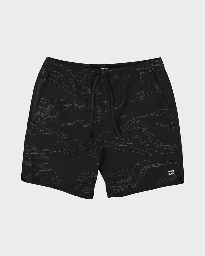 Image of a model wearing Shorts. Product name - Billabong Mens Surftrek Elastic 17" Walkshorts Black/Camo in Black/Camo colour by brand - Billabong