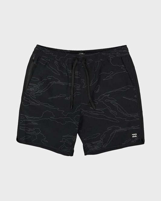 Image of a model wearing Shorts. Product name - Billabong Mens Surftrek Elastic 17" Walkshorts Black/Camo in Black/Camo colour by brand - Billabong