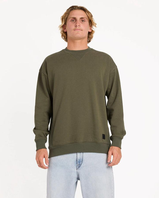 Image of Accessories. Product name - Volcom Mens Operzone Crew Neck Squadron Green in Squadron Green colour by brand - Volcom