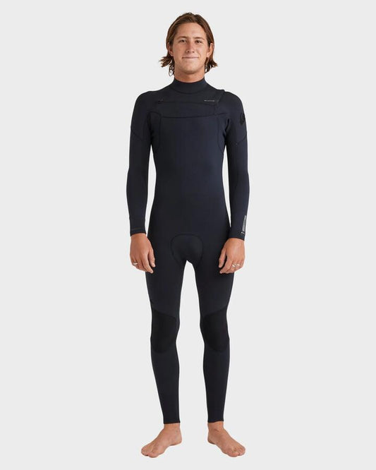 Image of a model wearing Tops. Productname: quiksilver - Mens 4/3 Everyday Sessions Chest Zip Wetsuit - Black - in Black colour by brand - quiksilver