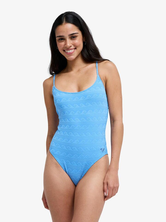 Image of Swimwear. Product name - Roxy Womens Paradise Wave One Piece Swimsuit Silver Lake Blue Make A Splash in Silver Lake Blue Make A Splash colour by brand - Roxy