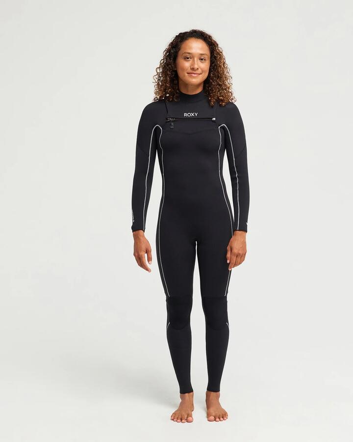 Image of Wetsuits. Product name - Roxy Womens 4/3Mm Elite Extra Stretch Chest Zip Wetsuit Black in Black colour by brand - Roxy