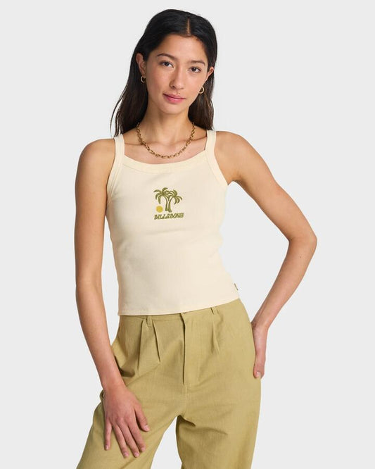Image of a model wearing Tops. Productname: billabong - Womens Day Trip Forever Tank - White Cap - in White Cap colour by brand - billabong