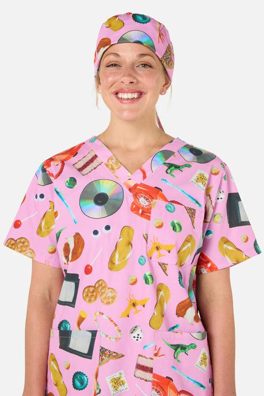 Image of Hats. Productname: Nostalgia Scrub Hat in Pink colour by brand - Scrubs With Love