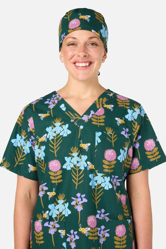 Image of Hats. Productname: Blue Banded Bee Scrub Hat in Green colour by brand - Scrubs With Love