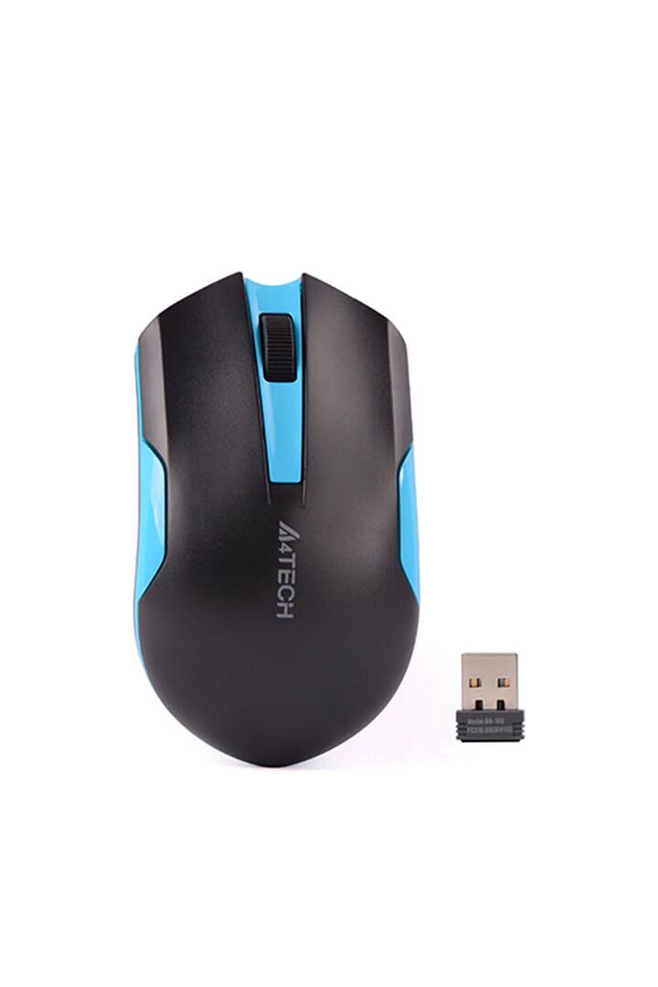 Image of Electronics Accessories. Productname: A4Tech G3-200 Black Blue Compact Energy Saving Wireless Mouse in Black Blue colour by brand - A4Tech