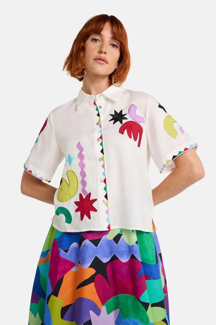 Image of Shirts. Product name - Tangled Tropic Placement Shirt in White colour by brand - Gorman