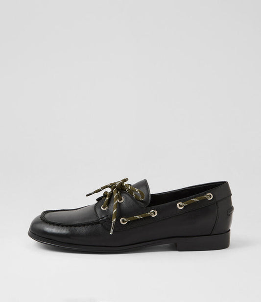Image of Flats. Productname: Cimare Black Leather Loafers in Black colour by brand - MOLLINI