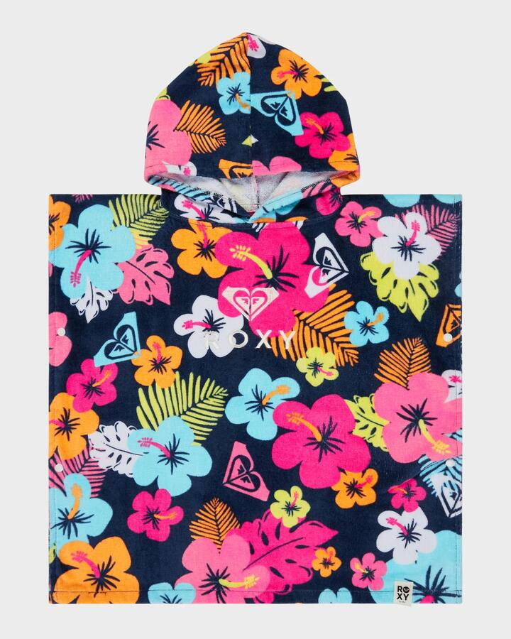 Image of Towels. Product name - Roxy Girls 2-6 Tw Stay Magical Hooded Towel Mood Indigo Morning Flowers Tw in Mood Indigo Morning Flowers Tw colour by brand - Roxy