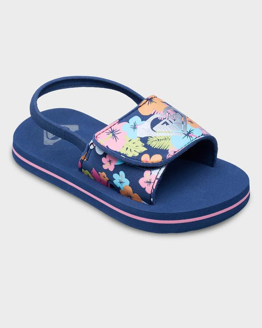 Image of Slippers. Product name - Roxy Girls 2-6 Tw Finn Slides Lt Navy/Pink in Lt Navy/Pink colour by brand - Roxy
