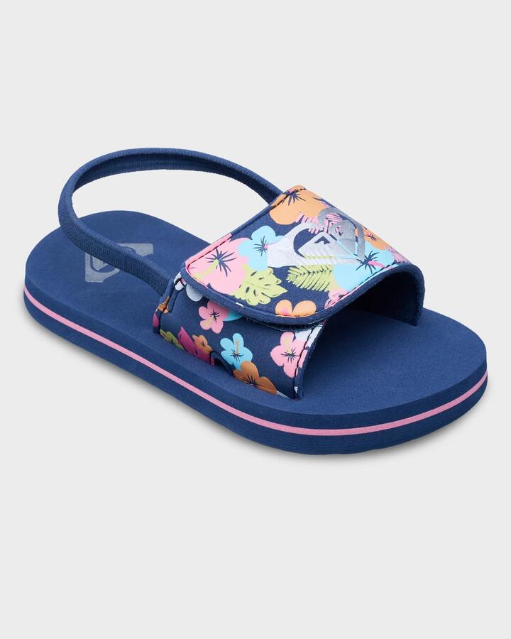 Image of Slippers. Product name - Roxy Girls 2-6 Tw Finn Slides Lt Navy/Pink in Lt Navy/Pink colour by brand - Roxy