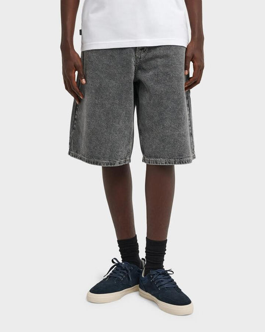 Image of a model wearing Shorts. Productname: element - Mens Big 5 Denim Shorts - Mid Grey Tint - in Mid Grey Tint colour by brand - element