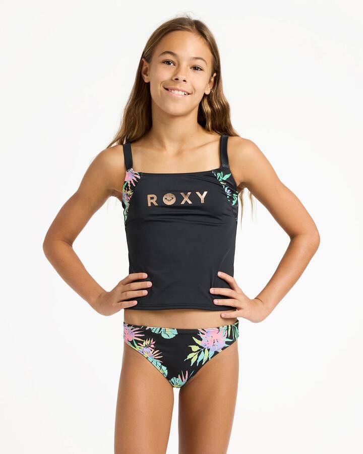 Image of Accessories. Product name - Roxy Girls 6-16 Roxy Active Tankini Set Two Piece Anthracite Aquarella Active Rg in Anthracite Aquarella Active Rg colour by brand - Roxy