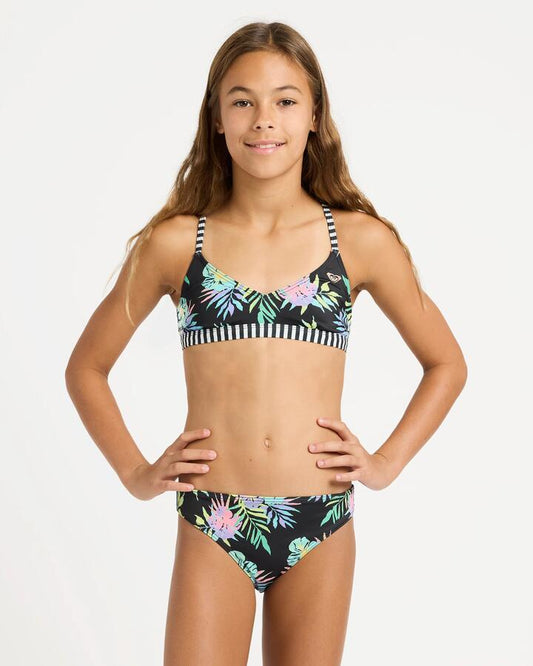 Image of Accessories. Product name - Roxy Girls 6-16 Roxy Active Athletic Tri Set Two Piece Anthracite Aquarella Active Rg in Anthracite Aquarella Active Rg colour by brand - Roxy