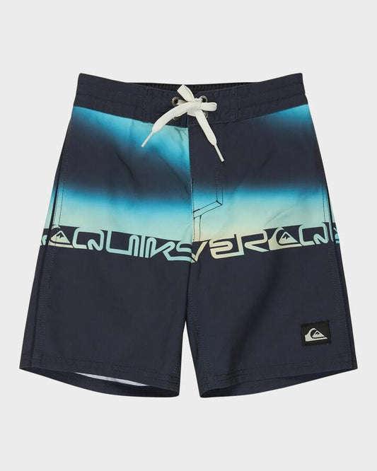Image of Swimwear. Product name - Quiksilver Boys 2-7 Everyday Half 13" Boardshorts Dark Navy Wordblock in Dark Navy Wordblock colour by brand - Quiksilver