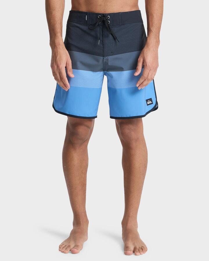 Image of Swimwear. Product name - Quiksilver Mens Surfsilk Scallop 18" Boardshorts Black Tijuana in Black Tijuana colour by brand - Quiksilver
